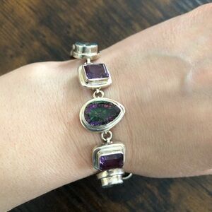 Elegant Silver and Gemstone Bracelet